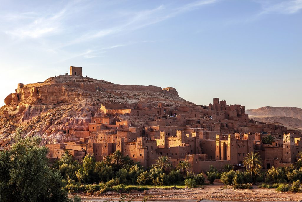 Ouarzazate on the edge of the Sahara desert in Morocco. Taken as dawn broke. Famous for it use as a set in many films such as Lawrence of Arabia, Gladiator, Jewel of the Nile, Kingdom of Heaven, Kundun and Alexander North Africa.